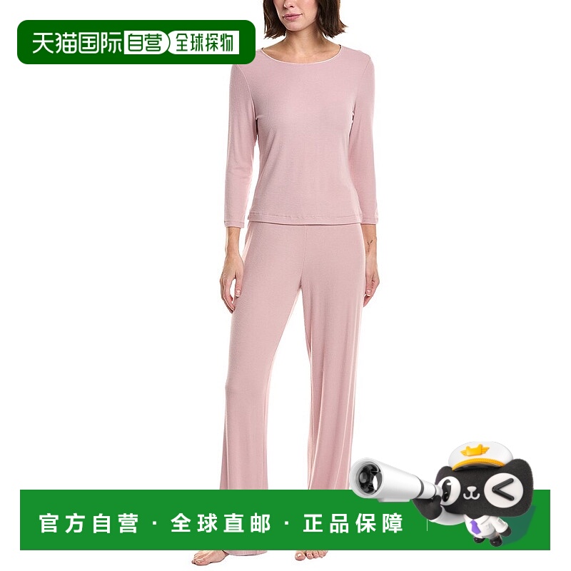 自营Natori 2pc Rib Essentials Pajama Set - pink 美国奥莱直发