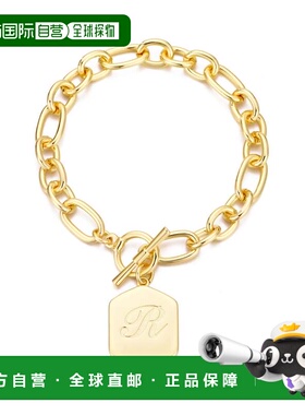自营adornia14k Gold Plated Monogram Initial Chunky Toggle Br