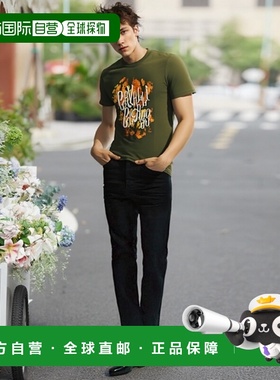 自营 Cavalli Class棉男式T恤-绿色 美国奥莱直发