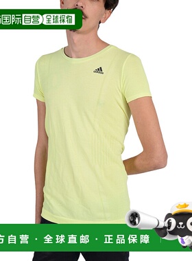 美国直邮Adidas阿迪达斯男子淡黄色圆领透气运动短袖T恤S13741