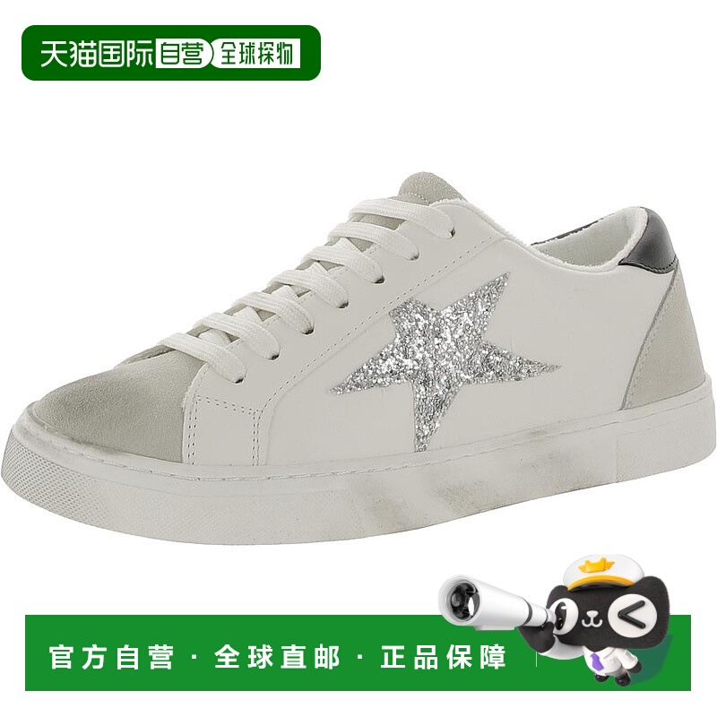 自营steve maddenRezume女式破旧时尚运动鞋-银色闪光 美国奥莱直