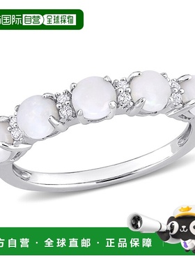 自营 mimi & max1 CT TGW 蛋白石和白色托帕石 925 纯银半永恒戒