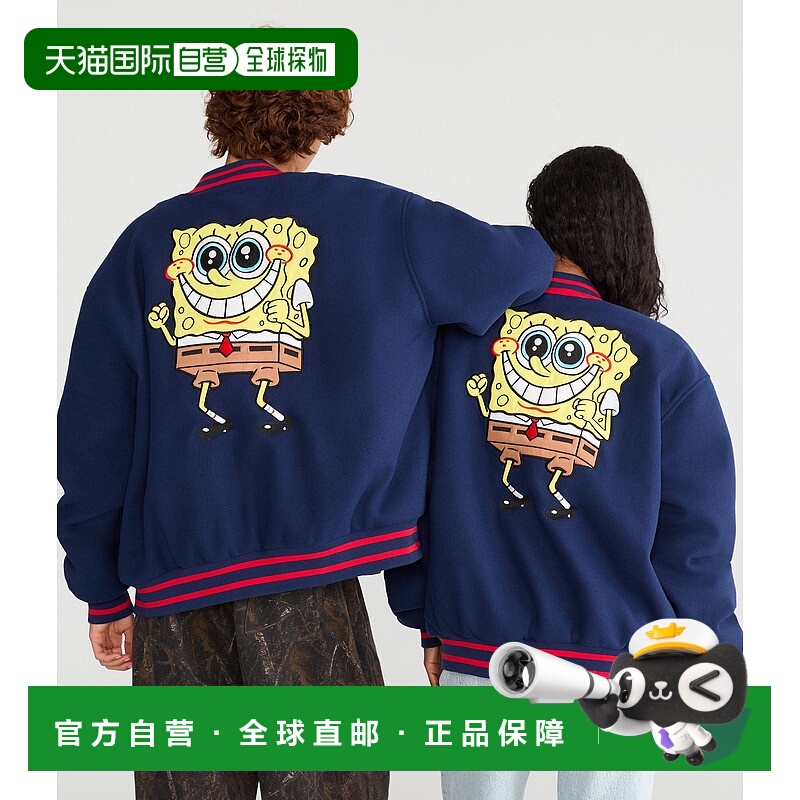 自营Aeropostale Spongebob X Faux Wool Bomber Jacket - navy