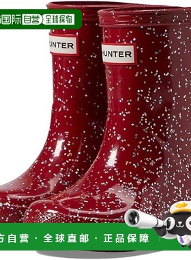 自营 Hunter First经典巨型闪光儿童勃艮第防水雨靴JOBB1815-红色