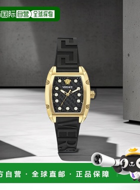 自营 Versace Dominus 硅胶手表 - 黑色/金色/黑色 美国奥莱直发