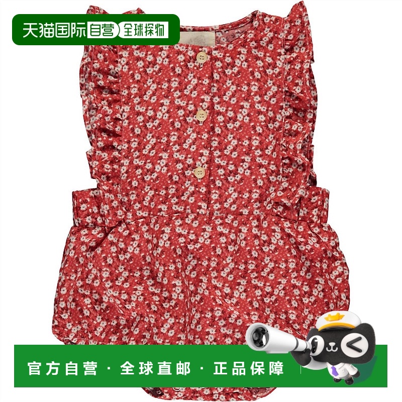 自营 vignette梅根宝宝泡泡花连体衣，红色碎花-红色碎花 美国奥