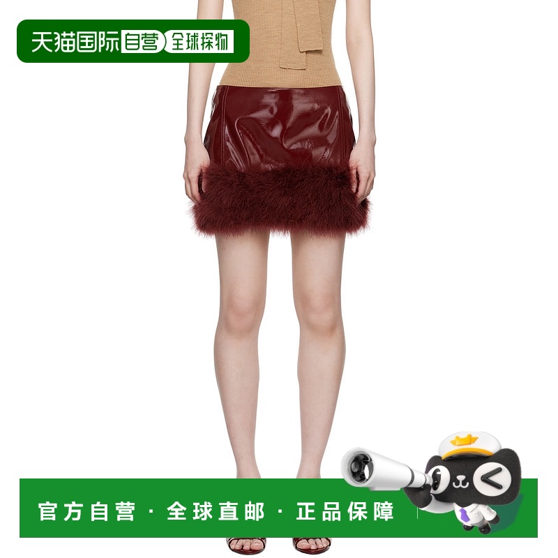 1h可退 香港直邮潮奢 Blumarine 蓝色情人 女士 酒红色 Marabou F