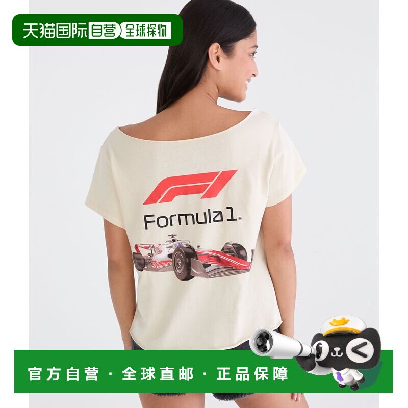 自营Aeropostale Formula 1汽车露肩图案t恤-花卉白色 美国奥莱直