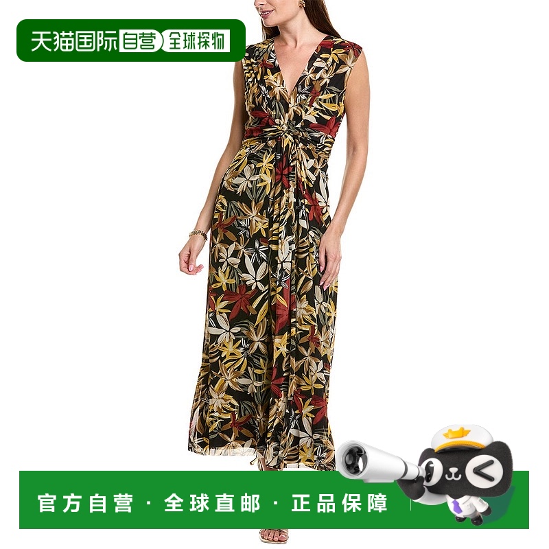 自营Anne Klein扭曲前襟长裙-黑色 美国奥莱直发
