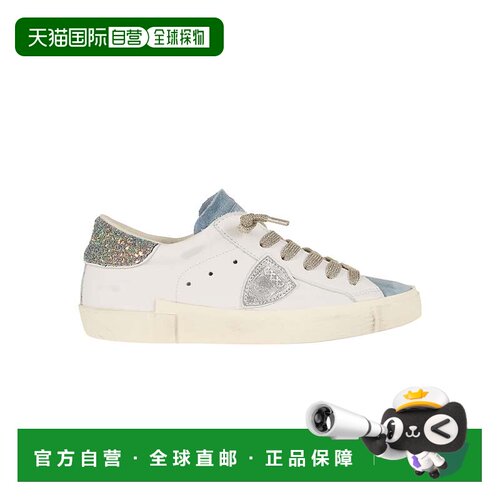 自营philippe model低帮运动鞋，饰有多色闪光和复古饰面-白色 美