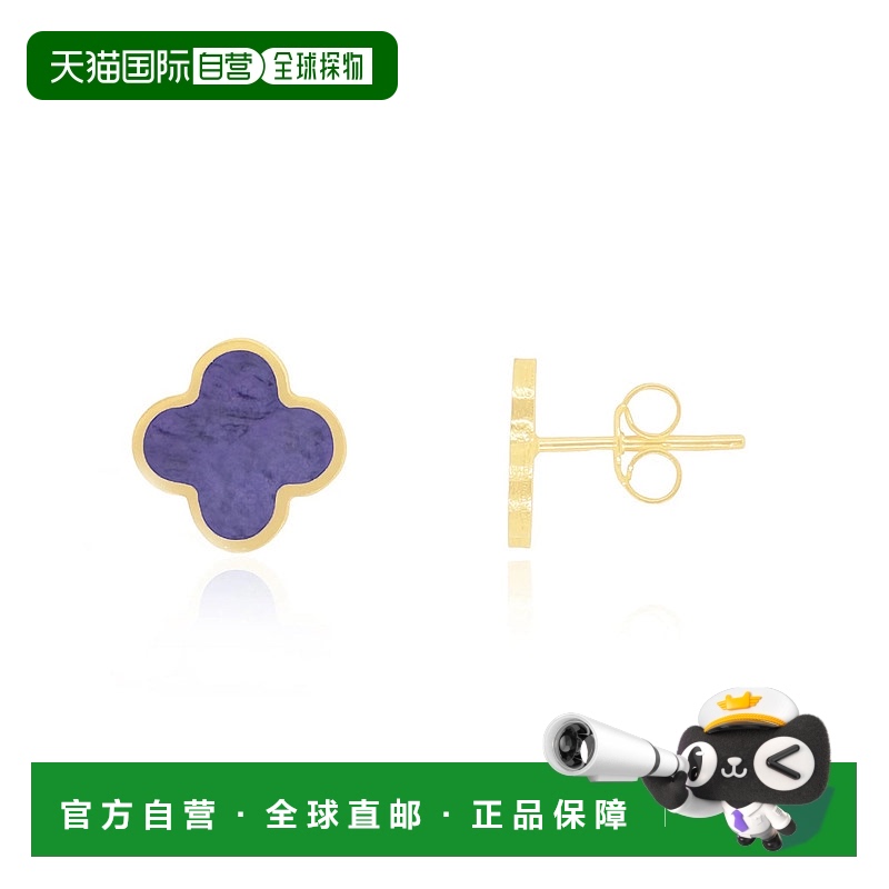 自营 the loverySmall Amethyst Clover Stud Earrings - amethys