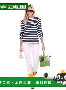 自营 duffield laneClaire海军蓝和白色条纹上衣-海军蓝条纹 美国