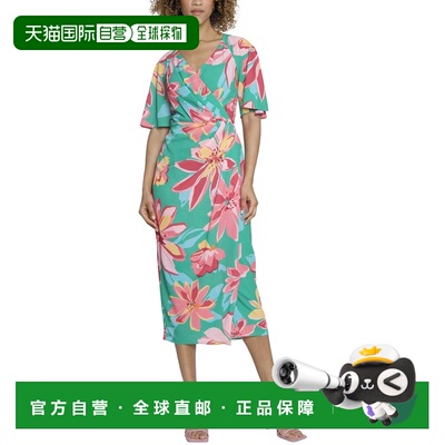 自营Maggy London Freesia Floral Midi Dress - green 美国奥莱