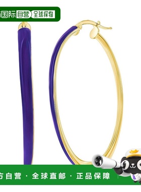 自营 simona纯银草甸紫罗兰珐琅椭圆形圈形耳环 - 镀金 - 紫色 美