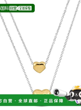 自营 925 纯银 Mimi & Max 黄色两颗心形双链项链 - 16+18 英寸 -