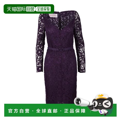 自营valentinoLace Dress - Purple - black 美国奥莱直发连衣裙