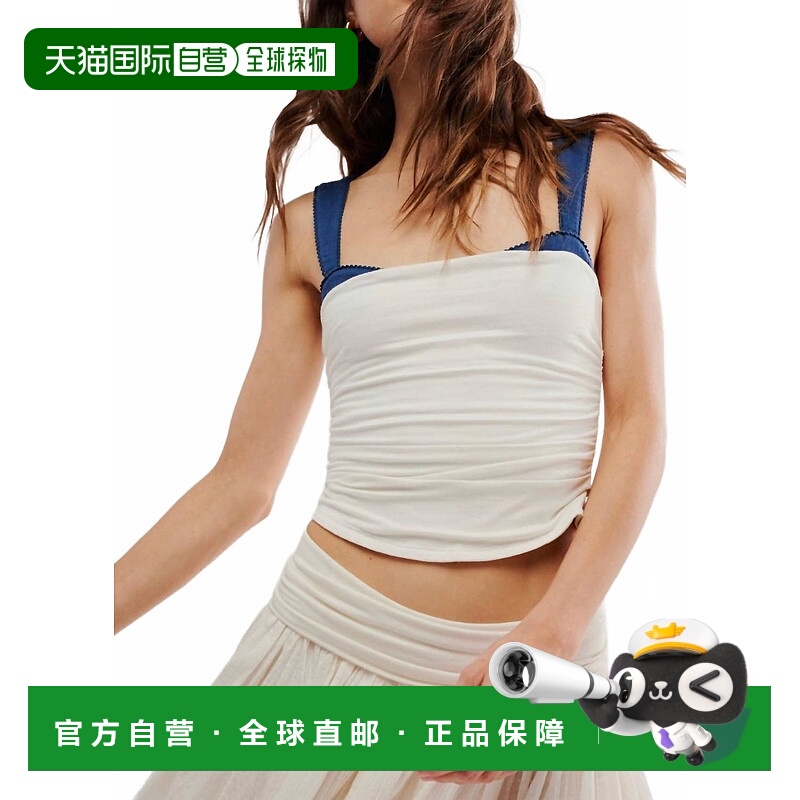 自营free people2 Tone Tank Top In White Combo 美国奥莱直发