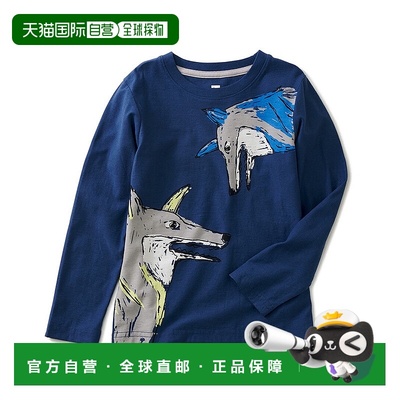 自营 Tea Collection Wolf Howl Graphic T-Shirt - blue 美国奥