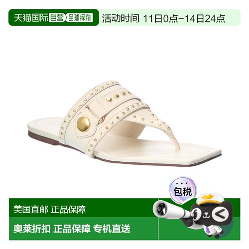 自营Schutz Aria Leather Thong Flat - white 美国奥莱直发凉鞋