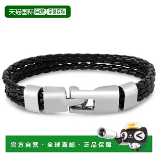 自营Bruno Magli Mens Three Strand Braided Leather Bracelet,