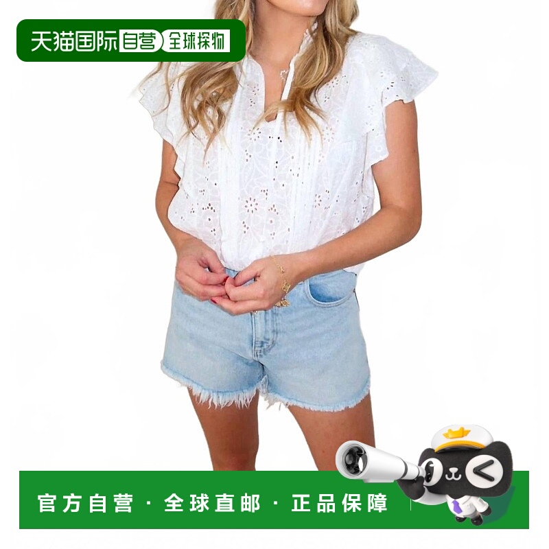 自营keepsake晨光刺绣V领上衣，白色 美国奥莱直发女装