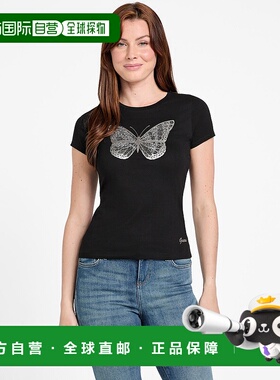 自营 guessEco Leah蝴蝶T恤-黑色 美国奥莱直发女装