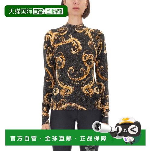 自营versace jeans coutureLurex Knit T-Shirt - black 美国奥莱