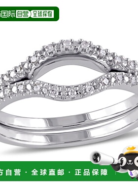 自营 Julianna B女士戒指1/10 CT TW 925纯银钻石开环婚戒