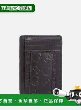 自营guessDebossed Logo Card Case - black snakeskin 美国奥莱
