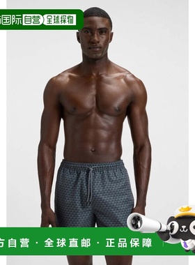 自营Hugo Boss Men's Vibe Geometric Print Swim Trunks, Open G