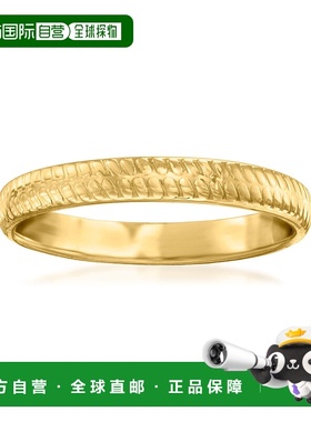 自营 Ross-Simons 意大利 14kt 黄金纹理戒指 - 黄色 美国奥莱直