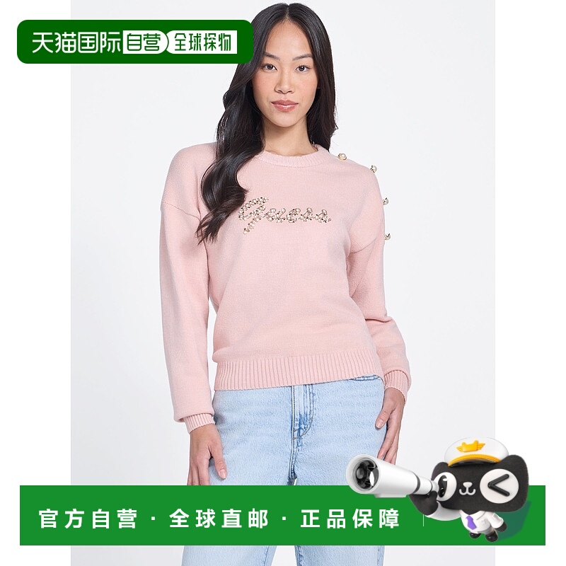 自营guessErin Beaded Logo Sweater - vapor rose 美国奥莱直发