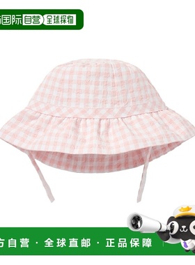 自营Janie and Jack Gingham褶边太阳帽-粉红色 美国奥莱直发