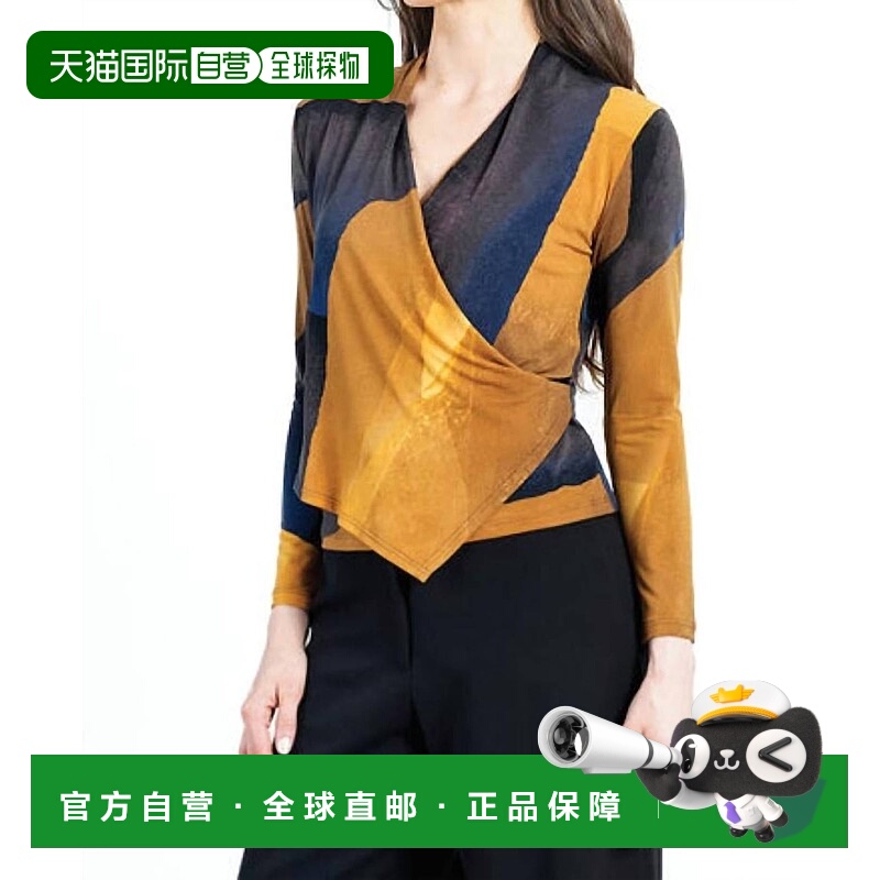 自营 clara sunwoo黄色-黄色水彩交叉人造围巾上衣 美国奥莱直发