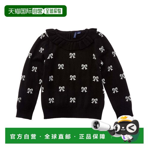 自营janie and jackJanie和Jack蝴蝶结泡泡袖毛衣-黑色 美国奥莱