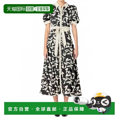 自营english factory白色和黑色印花米笛连衣裙，象牙色和黑色 美