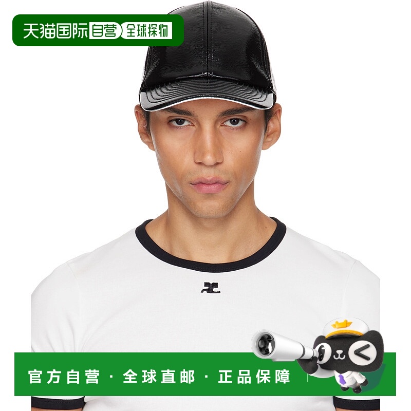 1h可退 香港直邮潮奢 Courreges 男士 黑色 Reedition 系列棒球帽