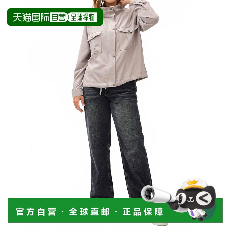 自营be coolCropped Utility Zipper Safari Jacket In Warm Grey