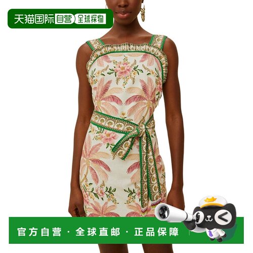 自营FARM Rio Linen-Blend Palm Dream Sleeveless Angled Mini D