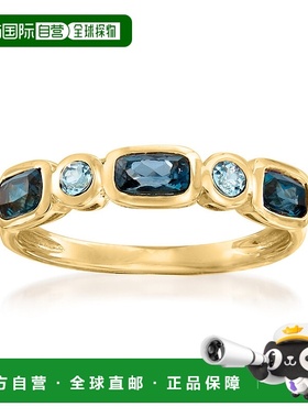 自营 14 克拉黄金 Ross-Simons London 和天蓝色托帕石戒指 蓝色