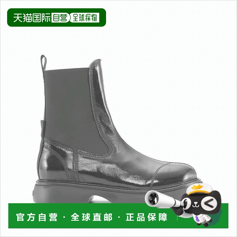 自营ganniSleek Black Boots With Cut-Out Detail And Elastic P