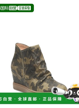自营Sofft Siri靴子绿色迷彩皮革防水坡跟脚踝JOBB115-绿色 美国
