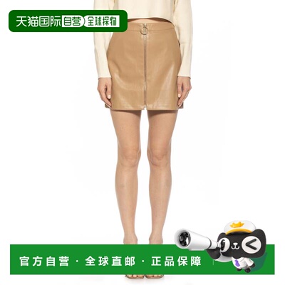 自营 alexia admorEva Vegan Leather Mini Skirt - camel 美国奥