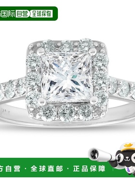 自营 pompeii32 克拉钻石公主方形切割光环订婚戒指 14k 白金 - 1