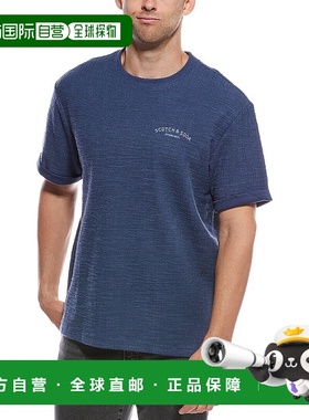 自营Scotch & Soda Textured Slub Interlocking T-Shirt - blue