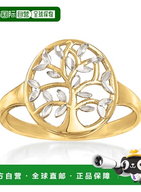 自营Ross-Simons 14kt 2 色调金色镂空生命之树戒指 - 多色 美国