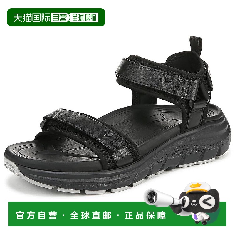 自营 Vionic女式Walk Max Wanderer凉鞋-黑色皮革-黑色 美国奥莱
