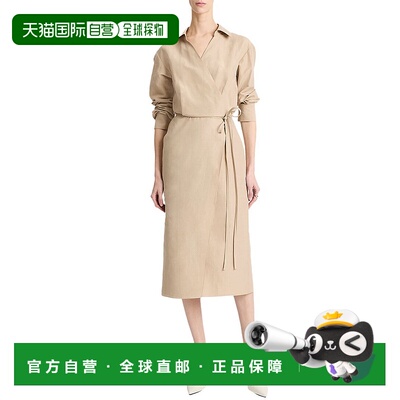 自营Vince Linen-Blend Wrap Shirtdress - multi 美国奥莱直发