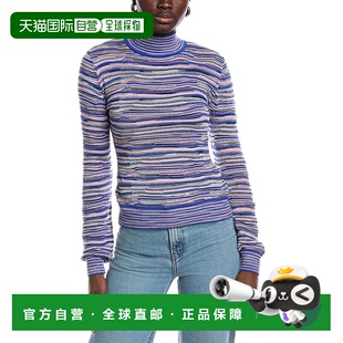 自营m missoniM米索尼羊毛混纺纹理毛衣-粉红色 美国奥莱直发高领