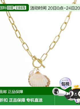 自营adornia14k Gold Plated Freshwater Pearl Shell Toggle Nec